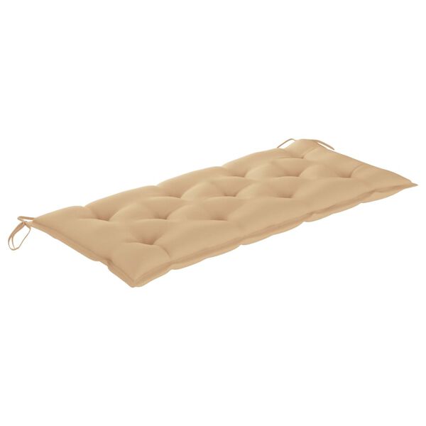 vidaXL Banc de jardin avec coussin beige 120 cm Bois de teck massif