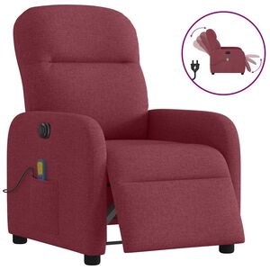 vidaXL Fauteuil de massage inclinable &eacute;lectrique Rouge bordeaux Tissu
