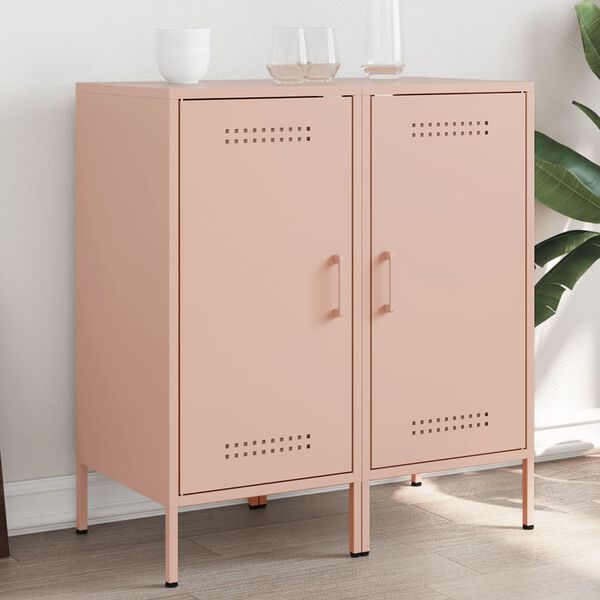 vidaXL Buffets 2 pcs rose 36x39x79 cm acier