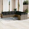 vidaXL Salon de jardin avec coussins 10 pcs gris r&eacute;sine tress&eacute;e