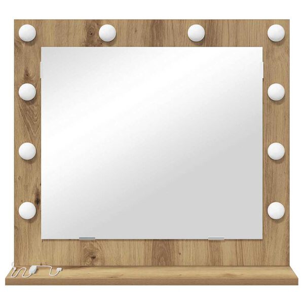 vidaXL Miroir de vanité avec miroir Chêne artisanal 60 x 55 x 18 cm