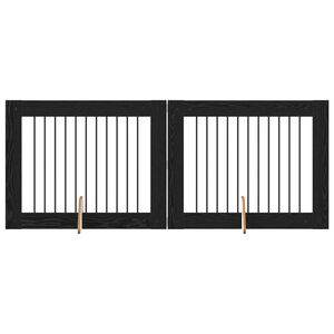 vidaXL Portillon pour chien avec supports 2 pcs Ch&ecirc;ne noir 100 x 80 cm