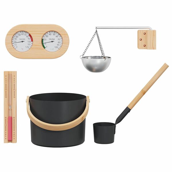 vidaXL Ensemble d'accessoires de sauna 5 pcs Noir