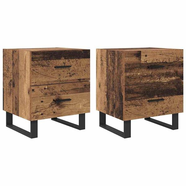 vidaXL Cabinet de chevet 2 pcs Bois ancien 40 x 35 x 47.5 cm