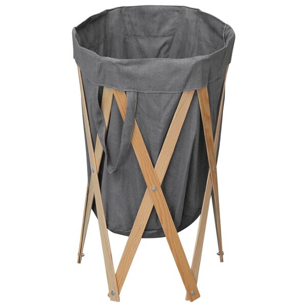 vidaXL Panier &agrave; linge pliable Gris Bois et tissu