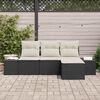 vidaXL Ensemble de canap&eacute; de jardin avec coussin 4 pcs Noir polyrotin