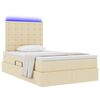 vidaXL Lit avec rangement et LED avec LED Cr&egrave;me 120 x 200 cm Polyester