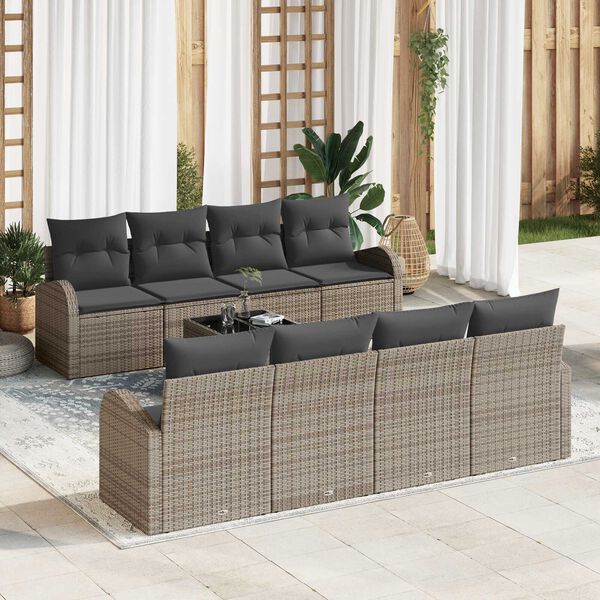 vidaXL Ensemble de canap&eacute; de jardin Gris 55 x 55 x 37 cm polyrotin