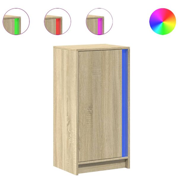 vidaXL Buffet avec LED ch&ecirc;ne sonoma 42,5x34x85 cm bois d'ing&eacute;nierie