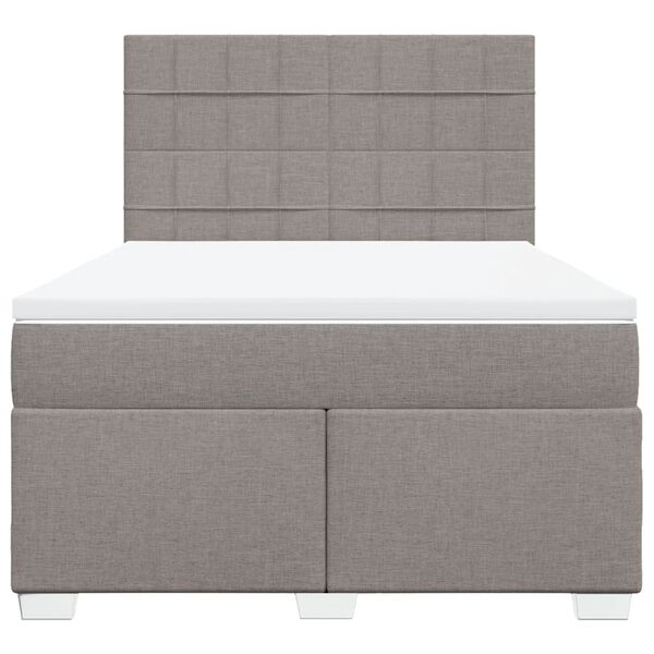 vidaXL Sommier &agrave; lattes de lit avec matelas Taupe 160x200 cm Tissu