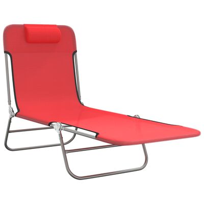 vidaXL Chaises longues pliables lot de 2 rouge textilène et acier