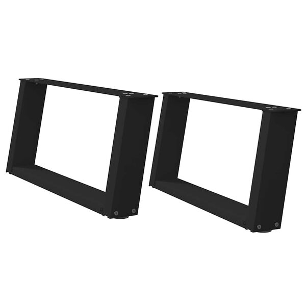 vidaXL Pieds de table basse en U, 2 pi&egrave;ces, noir, 70 x (30-31) cm, acier