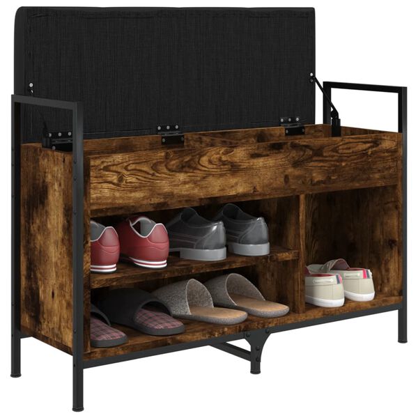 vidaXL Banc &agrave; chaussures ch&ecirc;ne fum&eacute; 85,5x32x57,5 cm bois d'ing&eacute;nierie