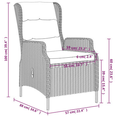 vidaXL Ensemble à manger de jardin 7 pcs Gris foncé