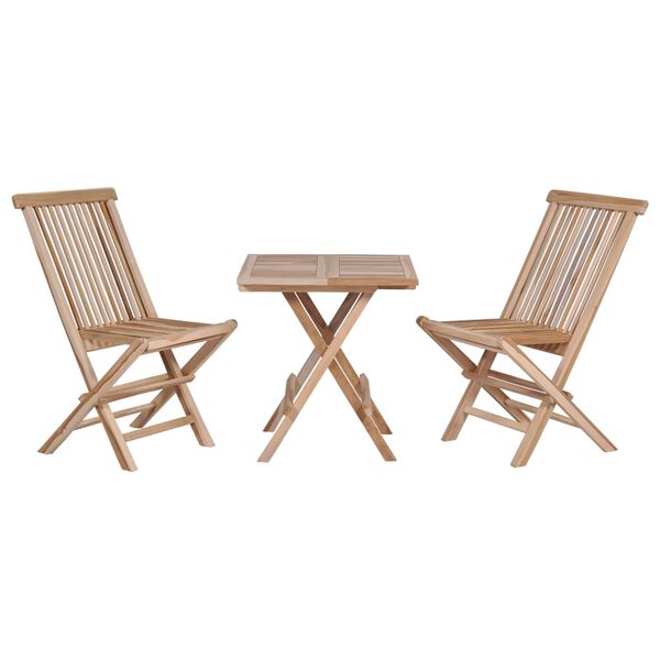 vidaXL Ensemble de bistro pliable 3 pcs Bois de teck solide