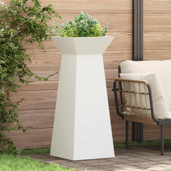 vidaXL Jardini&egrave;re &agrave; pilier Blanc 40 x 40 x 100 cm