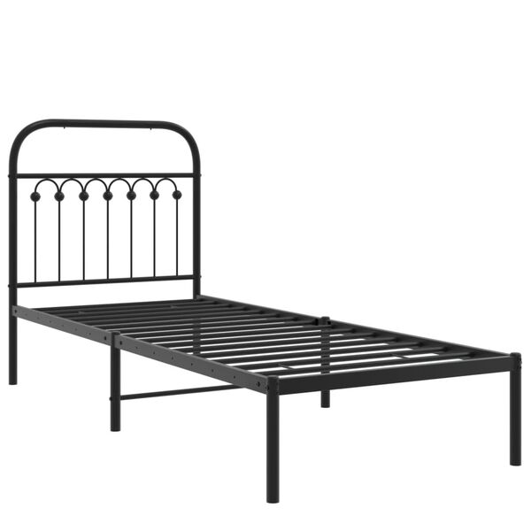vidaXL Cadre de lit métal sans matelas avec tête de lit noir 80x200 cm