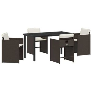 vidaXL Ensemble de salle &agrave; manger pour jardin 5 pcs Marron polyrotin