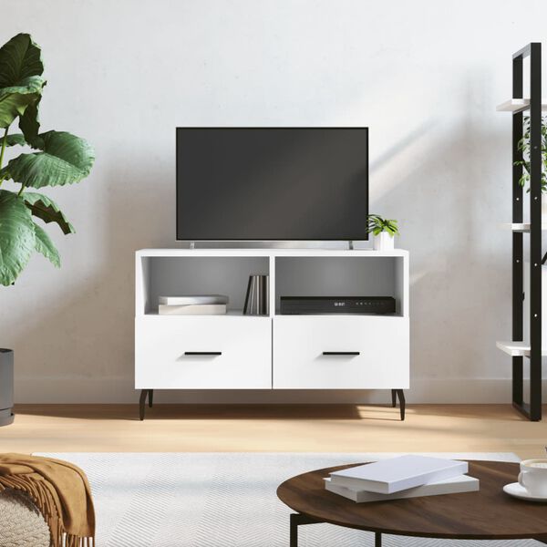 vidaXL Meuble TV Blanc 80x36x50 cm Bois d'ing&eacute;nierie