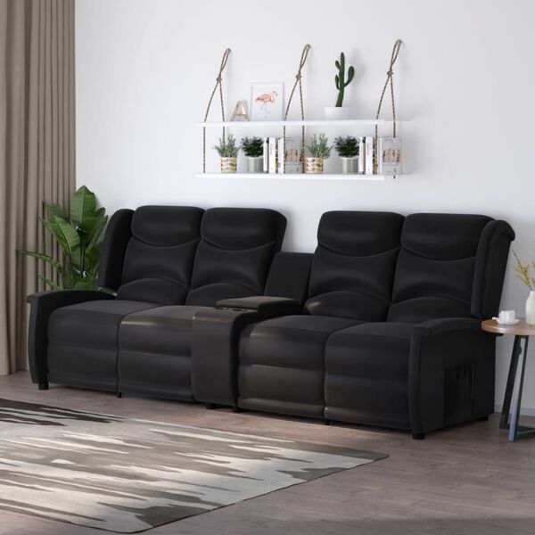 vidaXL Fauteuil inclinable avec porte-gobelet 4 places Noir