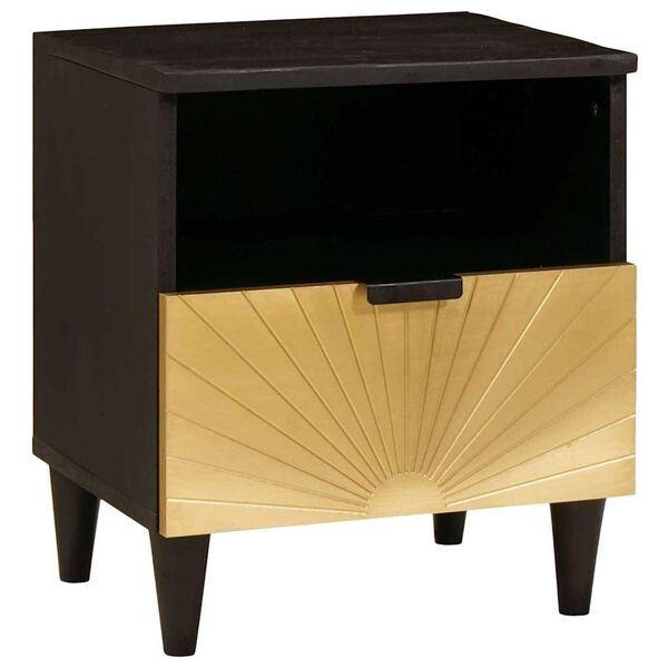 vidaXL Cabinet de chevet avec tiroir 2 pcs Noir et or 40 x 33 x 46 cm