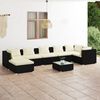 vidaXL Salon de jardin 8 pcs avec coussins R&eacute;sine tress&eacute;e Noir