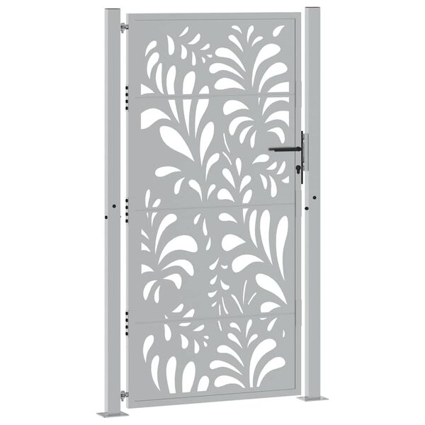 vidaXL Portail de jardin 100x175 cm en acier patin&eacute; motif vagues