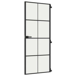 vidaXL Porte int&eacute;rieure mince noir 83x201,5 cm verre tremp&eacute; aluminium