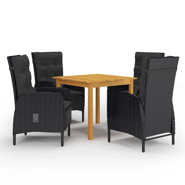 vidaXL Ensemble &agrave; manger de jardin 5 pcs Noir