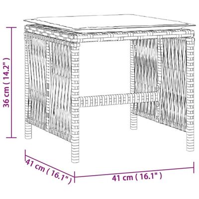 vidaXL Tabourets de jardin et coussins lot de 4 gris 41x41x36 cm rotin