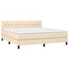 vidaXL Sommier &agrave; lattes de lit avec matelas Cr&egrave;me 160x200 cm Tissu