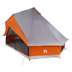 vidaXL Tente Tipi 8 personne Gris et orange taffetas