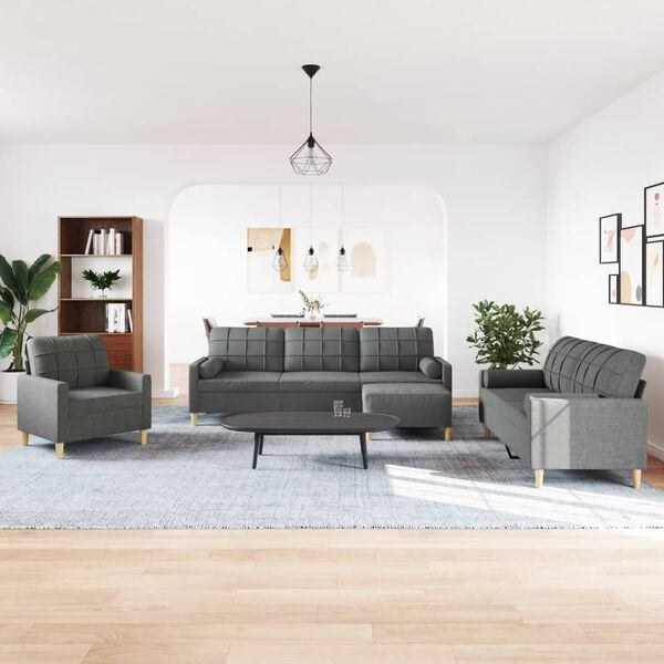 vidaXL Ensemble de canap&eacute;s 4 pcs repose-pied et coussins d&eacute;coratifs