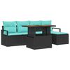 vidaXL Ensemble de canap&eacute; de jardin 6 pc Noir et turquoise