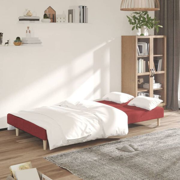vidaXL Canap&eacute;-lit &agrave; 2 places Rouge bordeaux Tissu