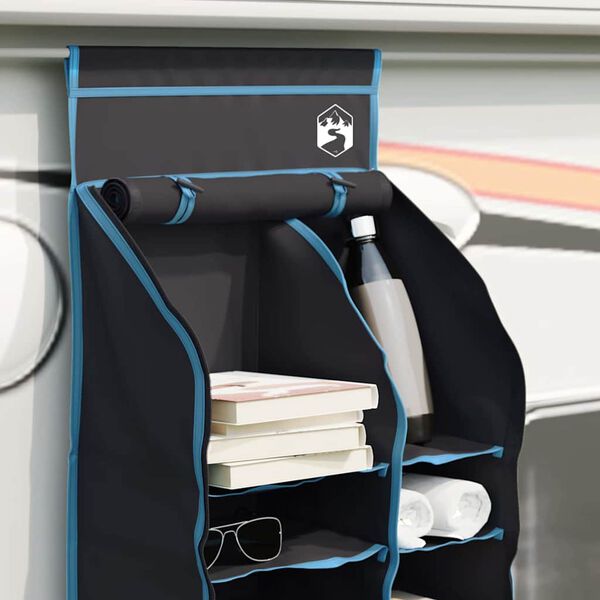 vidaXL Organisateur de tente suspendu 10 poches Noir 40,5 x 25 x 80 cm