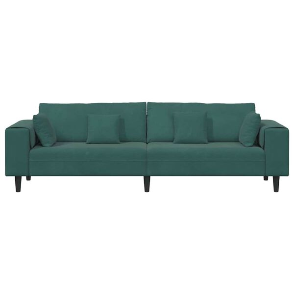 vidaXL Canap&eacute; avec coussin Vert fonc&eacute; 250 x 77 x 76 cm Velours