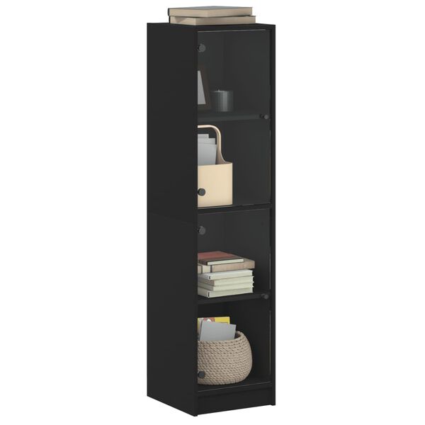 vidaXL Buffet avec portes en verre noir 35x37x142 cm