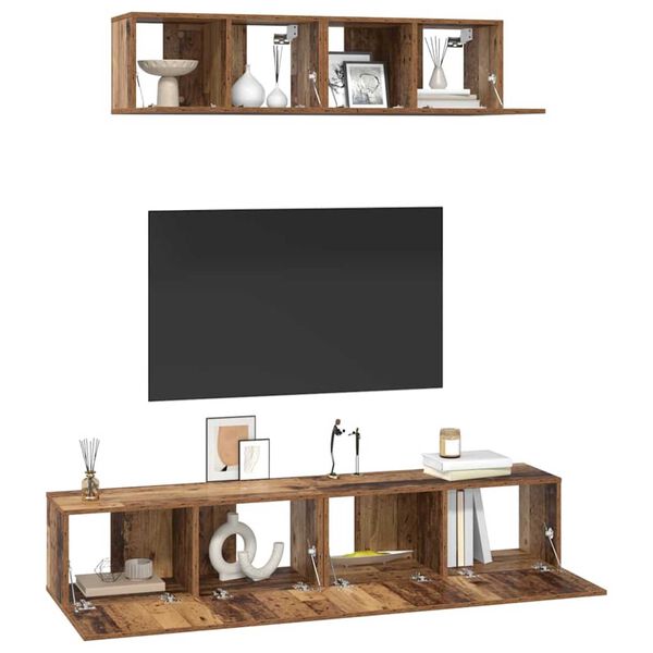 vidaXL Ensemble meuble TV 4 pcs Bois Ancien Bois d'ing&eacute;nierie