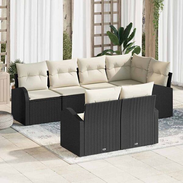 vidaXL Ensemble de canap&eacute; de jardin Noir polyrotin
