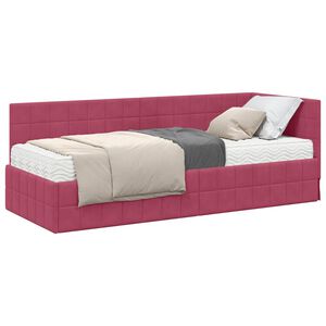 vidaXL Cadre de lit d'angle avec matelas 2 pi&egrave;ces Vert Velours
