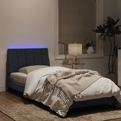 vidaXL Cadre de lit avec lumières LED gris foncé 90x200 cm velours