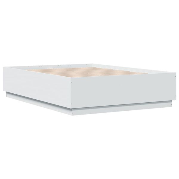 vidaXL Cadre de lit avec LED sans matelas blanc 135x190 cm
