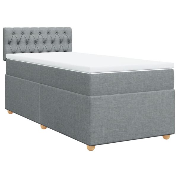 vidaXL Sommier &agrave; lattes de lit avec matelas Gris clair 90x200 cm Tissu