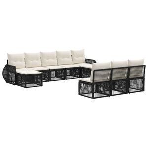vidaXL Ensemble de canap&eacute; de jardin 10 pc Noir et blanc cr&egrave;me