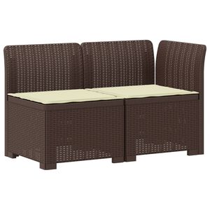 vidaXL Canap&eacute; de jardin 2 places avec coussins look rotin PP Marron