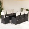 vidaXL Ensemble &agrave; manger de jardin 9pcs coussins noir r&eacute;sine tress&eacute;e