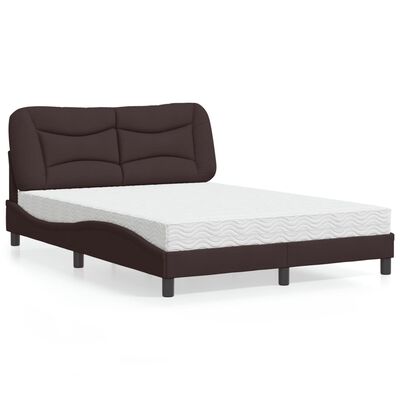 vidaXL Lit avec matelas marron foncé 140x200 cm tissu