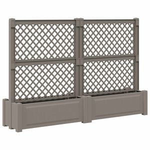 vidaXL Grand pot avec trellis 2 pc PP Gris