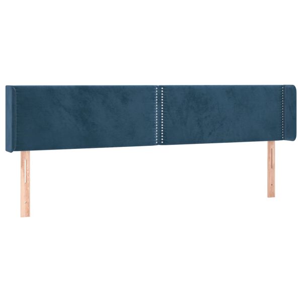 vidaXL T&ecirc;te de lit &agrave; LED Bleu fonc&eacute; 183x16x78/88 cm Velours